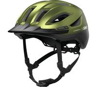 ABUS Casque urbain Urban-I 4.0 ACE - Casque de vélo avec feu arrière rechargeable, 4 modes d'éclairage, visière, et fermeture magnétique - pour adolescents, femmes et hommes - taille L, vert