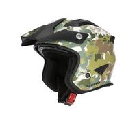 Casque Acerbis JET ARIA GRAPHIC Vert Marron Militaire Camouflage Moto Scooter...