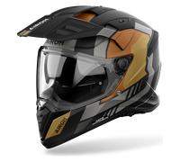 Airoh Casque d'aventure Bandit Horn – Taille XXL – Mat Noir/Gris/Marron/Or