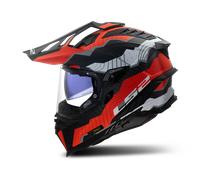 LS2 MX701 Explorer Carbon Trick Casque de motocross, blanc-rouge, taille L pour homme