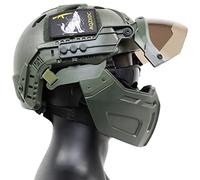 Casque Airsoft avec masque tactique et lunettes de visière, ensembles de casques militaires de 5 mm d'épaisseur, pour BB Sport CQB CS Game Cosplay (OD)