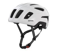 ALPINA PARANUS Urban - Casque de vélo avec feu arrière LED, Coque intérieure légère en Hi-EPS, Grande Ventilation, réglage Individuel et Filet Anti-Insectes intégré - White Gloss - 59-61