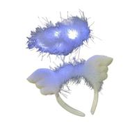 Casque Angel Halo, bandeau Angel Halo,Costume d'ange, bandeau en plumes, couvre-chef moelleux et lumineux - Bandeau léger avec ailes d'ange pour jeux de rôle, anniversaire, fête d'Halloween.