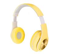 Casque Antibruit Actif, Casque Bluetooth 5.0 Pliable sans Fil sur L'oreille, Casque Lumineux Coloré RVB, écouteurs Cache-Oreilles en Cuir PU, pour Garçons, Filles(Jaune)