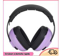 Casque Antibruit Pliable NRR 31dB, Auditive avec Coque ABS, éponge Insonorisante pour Voyage et études, Violet