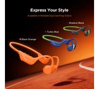 Casque audio à conduction osseuse DOOGEE BoneBeat Run Ray, étanche, sans fil, Bluetooth, avec lumière d'avertissement pour les sports de plein air BLACK