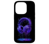 Casque Audio Bleu électrique DJ Gamer Musique Art Paint Drip Coque pour iPhone 14 Pro