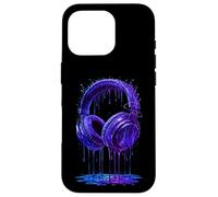 Casque Audio Bleu électrique DJ Gamer Musique Art Paint Drip Coque pour iPhone 16 Pro