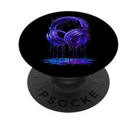 Casque Audio Bleu électrique DJ Gamer Musique Art Paint Drip PopSockets PopGrip Adhésif