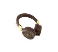 CG MOBILE Guess Casque sans Fil 4G en Cuir PU avec Logo en métal Marron