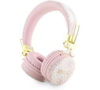 CG MOBILE Guess Casque sans Fil 4G en Cuir PU avec Logo en métal Rose