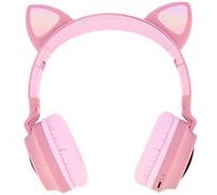 Casque Audio Bluetooth Design Oreilles Chat Animation lumineuse 12h Avizar Rose Rose G