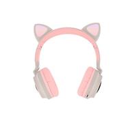 Casque Audio Bluetooth Design Oreilles Chat Animation lumineuse 12h - beige