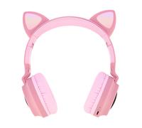 Casque Audio Bluetooth Design Oreilles Chat Animation lumineuse 12h - rose