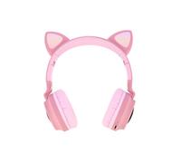Casque Audio Bluetooth Design Oreilles Chat Animation lumineuse 12h - rose