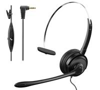 Casque Audio Câblé pour Bureau, Jack 2,5 mm, Microphone Anti-Bruit Ultraléger - Conçu pour Centres d'Appels, Compatible avec Panasonic, Gigaset, Grandstream, Cisco Spa, Polycom et Plus