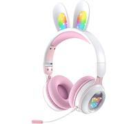 Casque Audio Enfant Bluetooth, 85Db Casque Sans Fil Pour Enfant, Pliable Supra-Auriculaires Écouteurs Sans Fil Et Filaire Avec Led Oreille De Lapin Et Micro Pour Garçon/Fille/Table[ECO5242372]