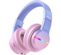Casque Audio Enfant Bluetooth sans Fil avec Microphone, Lumi¿¿res LED Color¿¿es, Volume Limit¿¿ 74/85/94dB, 85 Heures de Travail, Bluetooth 5.2, Micro Int¿¿gr¿¿ BTH12