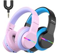 Casque Audio Enfant Bluetooth sans Fil avec Microphone, Lumi¿¿res LED Color¿¿es, Volume Limit¿¿ 74/85/94dB, 85 Heures de Travail, Bluetooth 5.2, Micro Int¿¿gr¿¿ BTH12