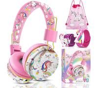 Casque Audio Enfant, Casque Bluetooth sans Fil Enfant avec Filaire, Dinosaures/Licorne Casque Musique Enfants 2 3 4 5 6 7 Ans, Casque Enfant pour iPad/Tablette, Cadeau pour Filles/Garçon