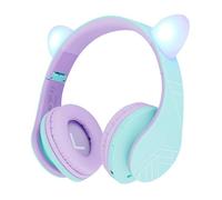 Casque audio enfant - POWERLOCUS - P2 - Bluetooth - Autonomie 15h - Oreilles de chat bleu-violet