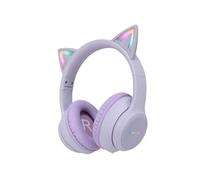 imoshion Casque sans fil pour enfants LED Light Cat Ear - Limiteur de décibels - Avec câble AUX - Lavender Lilac