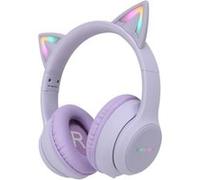 imoshion imoshion Casque sans fil pour enfants LED Light Cat Ear Limiteur de décibels Avec câble AUX Lavender Lilac Lilas