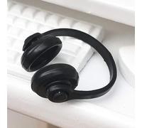 Casque audio miniature noir 1:12 pour maison de poupée, jouet micro paysage, décoration de maison de poupée, accessoires