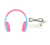 Casque audio pour enfants avec arceau réglable, limitation du volume, oreillettes rembourrées et effet stéréo, double microphone pour les appels.
