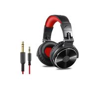 OneOdio Casque Audio Filaire DJ Piano Guitare avec Micro, Hi-Res Audio Extra Basse Son, Léger Confort Pliable Casques avec Share-Port, 2 câbles - Headphone pour PC Studio Monitor AMP Pro-10(Rouge)