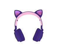 Casque Audio Sans Fil Bluetooth 5.0 Design Oreilles de Chat avec LED Fuchsia