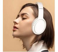 Casque audio sans fil Bluetooth 5.3 avec réduction de bruit active (ANC), blanc