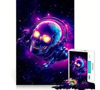 Casque Audio tête de Mort néon, Puzzle de 1000 pièces pour Adultes, Casse-tête, évasion et Calme, pour Les vœux du Père Noël (38x52cm)