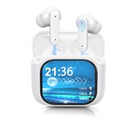 Casque Audio Traduction IA Temps Réel, 158 Langues Voyage/Business (Blanc) | Tout en couleur Écran tactile LED, IPX7 étanche, Sans fil Bluetooth 5.4, Réduction bruit ANC+ENC, 48h Autonomie, 6 EQ modes