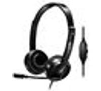 Heden Casque-micro filaire double jack 3,5 mm, micro pivotant, arceau réglable, noir