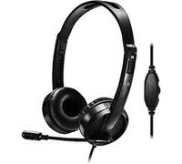 Heden Casque-micro filaire double jack 3,5 mm, micro pivotant, arceau réglable, noir