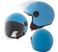 Casque Avec Moto Scooter Quad Jet Visiere ECE 22 SonicMoto Bleu Clair