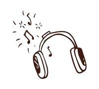 casque avec une chanson qui résonne avec des notes casque Stickers muraux en vinyle 54.6x58.9cm Embellissement mural Café