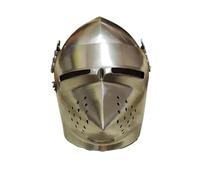 Casque bascinet médiéval avec visière en forme de tête de cheval à face de cochon | Armure de chevalier en acier authentique, avec doublure, for reconstitution historique