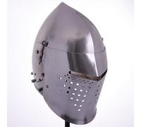 Casque Bassinet du XIVe siècle avec visière de griffon, armure de chevalier médiéval en acier for reconstitution historique et GN