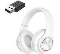 Casque blanc sans fil deep bass hifi bluetooth avec clé émetteur pour ordinateur et tv G