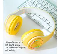 Casque Bluetooth 5.0 B39, Écouteurs Macaron, Haut-Parleur Intégré De 40 Mm, Réduction Du Bruit, Casque Pliable Sur L'Oreille Avec Lumière Colorée (Jaune)