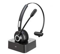 Casque Bluetooth 5.0 mains libres avec base de chargement micro HD casques Skype sans fil pour les chauffeurs routiers appelez le bureau, avec boitier de chargement