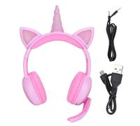 Casque Bluetooth 5.1 pour enfants avec limitation du volume, licorne mignonne et lumières LED, pliable, sans fil et filaire, design durable, son