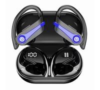 Casque Bluetooth circum-aural, oreillettes sans fil avec basses stéréo et indicateur de batterie, microphone antibruit ENC, commandes tactiles