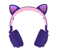 Casque Bluetooth Design Oreilles Chat Animation lumineuse 12h - Violet Lavande