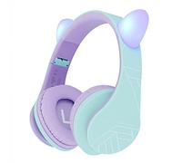 Casque Bluetooth Enfant, PowerLocus P2 Audio pour Enfants avec Volume limité à 85db, Écouteurs sans Fil et Filaires, Pliable Réglable, Confortable, Micro intégré, SD Slot, Violet/Vert