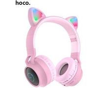Casque Bluetooth HOCO W27 LED Oreille de Chat pour Garçons et Filles-Rose Rose
