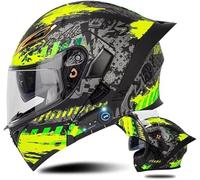 Casque Bluetooth Intégré Casque Modulable Moto, Casque Flip-Up avec Double Visière Casque Moto Intégral Casque Scooter Casque Anti-Buée Homme Femme Dot/ECE Homologué 6,XL=61-62cm