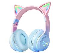 Casque Bluetooth Oreilles de Chat Lumineuses Bleu